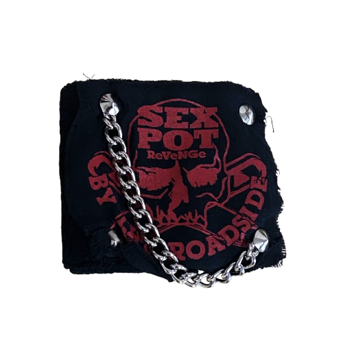 Branded sweatband wristcuff from Sex Pot Revenge.