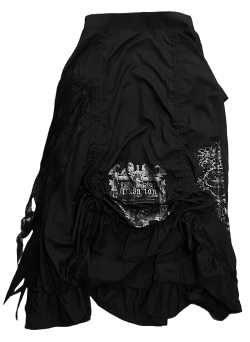 A long skirt with an adjustable bustle from H.Naoto.