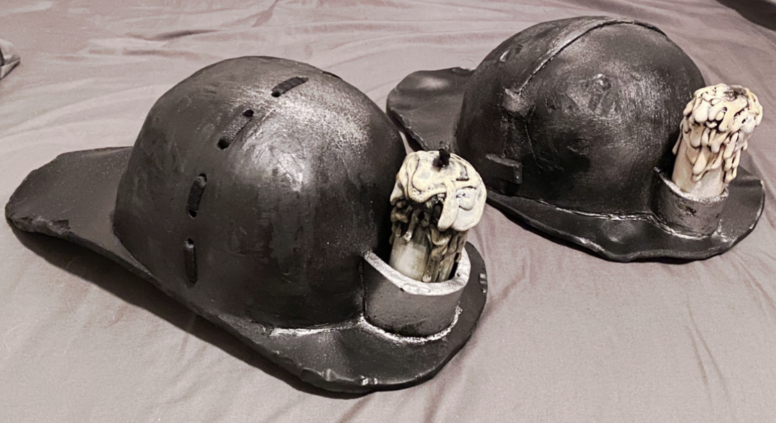 The new helmet (left) vs. my old helmet (right).